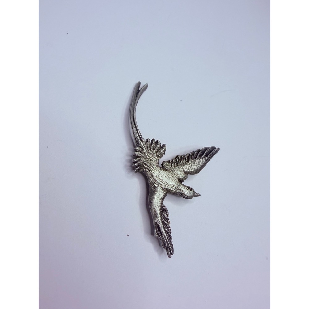 Vintage Signed Fine Pewter Pin Bird Brooch